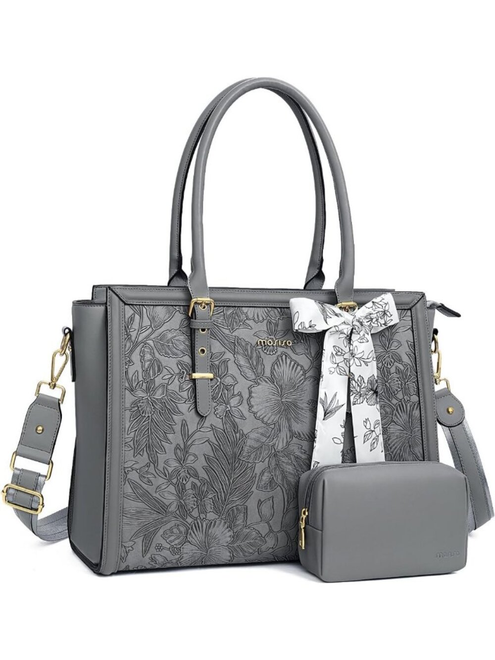 Stylish PU Leather Laptop Tote Bag for Women, Fits 17-17.3 Inch Laptops